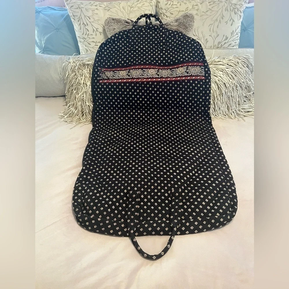 Vintage VERA BRADLEY Classic Black Travel Hanging Garment  Bag Red White Floral